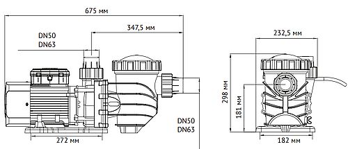 Насос поверхностный Unipump JET POOL SPP 2000Т Ду50/63х50/63 Ру0.7 для бассейна, с предфильтром, мощность - 2кВт, производительность - 43.2м3/ч, напор - 15м, материал рабочего колеса - PPO-GF20