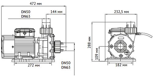 Насос поверхностный Unipump JET POOL STP 2000T Ду50/63х50/63 Ру0.7 для бассейна, мощность - 2кВт, производительность - 43.2м3/ч, напор - 15м, материал рабочего колеса - PPO-GF20