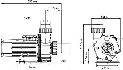 Насос поверхностный Unipump JET POOL STP 3000T Ду90х90 Ру0.7 для бассейна, мощность - 3кВт, производительность - 82.8м3/ч, напор - 18м, материал рабочего колеса - PPO-GF20