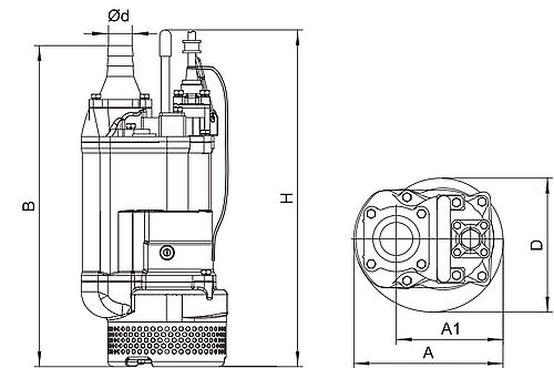 Насос шламовый Unipump USP 12-30-3.7 Ду50 погружной, мощность - 3.7кВт, производительность - 33м3/ч, напор - 34м, материал рабочего колеса - высокохромистый сплав