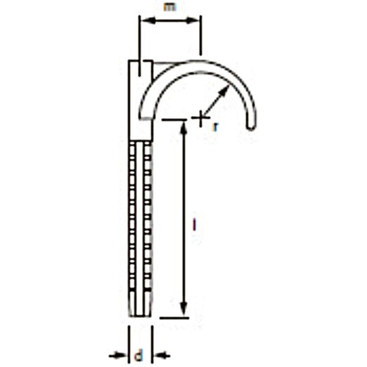 Крюк для труб d=32 мм Uponor Teck 6 см одинарный пластиковый