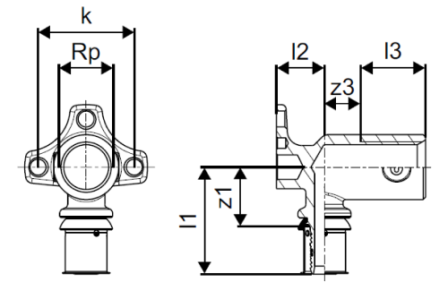 Водорозетка Uponor S-Press Plus Smart Aqua Дн20х1/2″ Ру10, пресс / внутренняя резьба, корпус - латунь коррозионностойкая, пресс гильза - нержавеющая сталь, для металлопластиковых труб