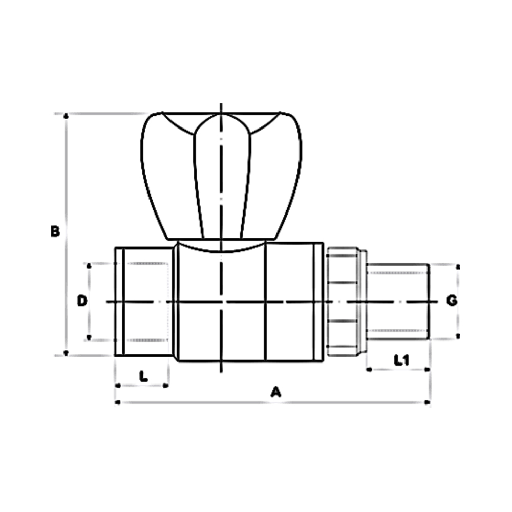 Кран шаровой VALFEX PP-R НР Дн25 1/2″ Ру25 стандартнопроходной для радиатора прямой под приварку, корпус — полипропилен, белый