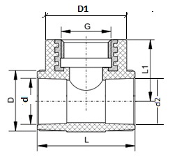 Тройник полипропиленовый комбинированный Valfex Дн25х1/2″ Ру25 внутренняя резьба белый