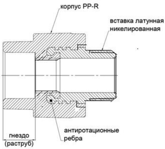 Тройник полипропиленовый комбинированный Valfex Дн20х3/4″ Ру25 внутренняя резьба белый