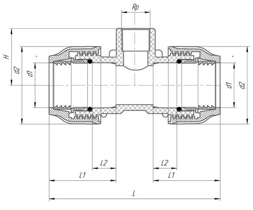 Тройник ПЭ компрессионный VALFEX Дн20x3/4″x20 Ру16 с внутренней резьбой