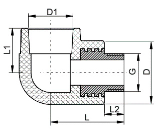 Угольник PP-R VALFEX Дн25x3/4″ комбинированный с наружной резьбой PRO белый
