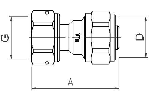 Соединитель обжимной для металлопластиковых труб Valtec VTm.322.N.001604 Дн16х1/2″  Ру25, латунный, присоединение компрессионное / накидная гайка