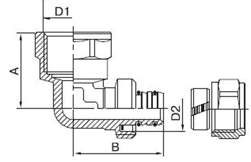 Угольник обжимной для металлопластиковых труб Valtec VTm.352.N.002605 Дн26х3/4″ Ру25, латунный, присоединение компрессионное / внутренняя резьба