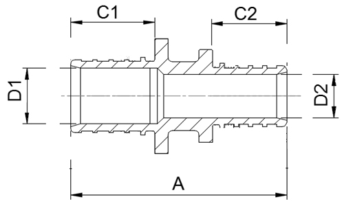 Соединитель надвижной для полиэтиленовых труб Valtec Vtm.403.G.001616 Дн16х16 Ру16 латунный, присоединение аксиальное