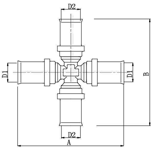 Крестовина для металлопластиковых и PE-X труб Valtec VTm.241.N.161616 Дн16х16х16x16 Ру25, латунная, присоединение пресс