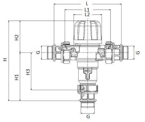 Клапаны трехходовые смесительные VALTEC VT.MT10RU 1/2″ Ду15 Ру10 с возможностью настройки температуры смешанной воды в интервале от 35°С до 50°С