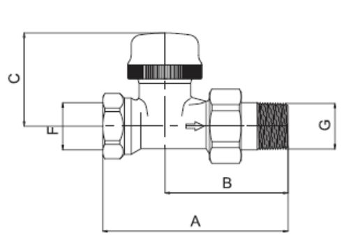 Клапаны радиаторные Valtec VT.038.N Ду15-20 Ру10 прямые, с преднастройкой (KV 0.1-0.6)