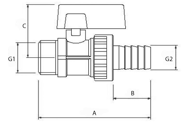 Кран шаровой дренажный Valtec VT.430.N 1/2″ Ду15 Ру10 полнопроходной со съемным штуцером, наружная резьба / штуцер, корпус - латунь никелированная