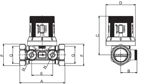 Регулятор перепада давления автоматический Valtec VT.040.G.60004 1/2″ Ду15 Py25 250-600 мбар ВР, в компл. с запорно-регулировочным клапаном, корпус - латунь