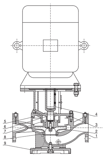 Насос циркуляционный Vandjord TPV 125-70-3/6 Q-A-B-E поверхностный, корпус - чугун, мощность - 3 кВт, напор - 7м, 380В