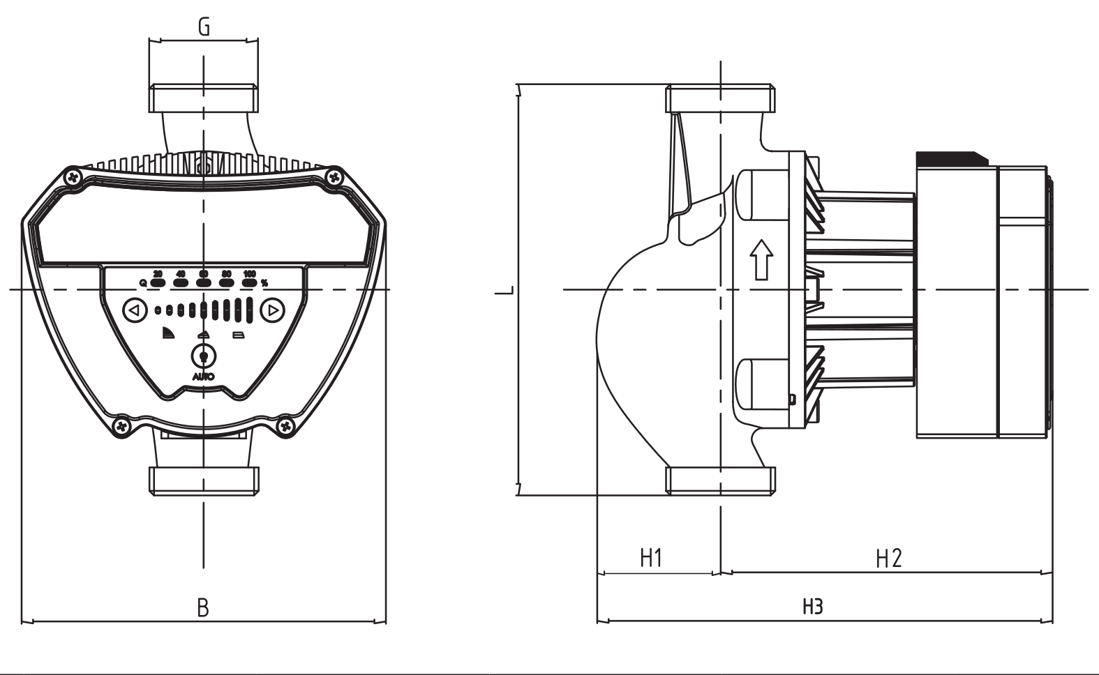 Насос циркуляционный Shinhoo MEGA 32-8 Ду32 Ру10, напор - 8 м, напряжение - 230 В, монтажная длина - 180 мм, присоединение - резьбовое