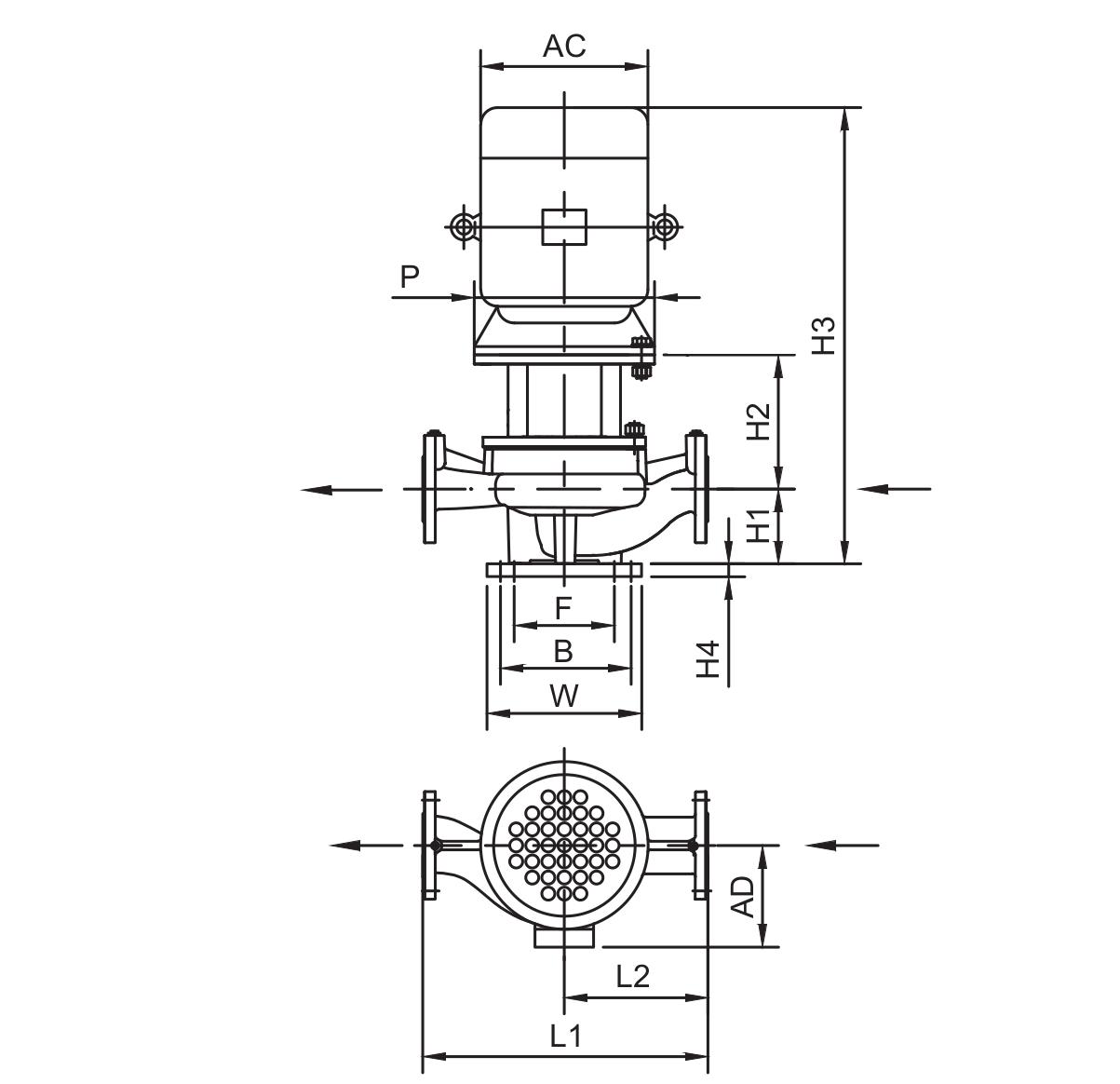 Насос ИН-Лайн Vandjord TPV 100-150-4-2 Q-A-B-E Ду100 Ру16, напор - 150 дм, мощность - 4 кВт, количество полюсов - 2, проточная часть - чугун HT250, корпус - чугун HT250