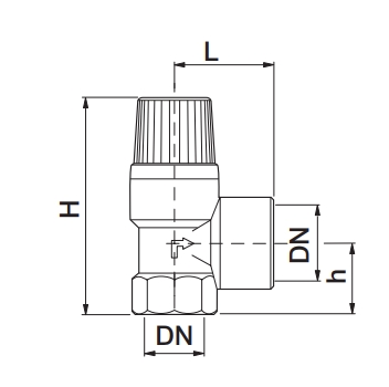 Эскиз Клапан предохранительный пружинный Watts SVW 1/2″ Ду15х20 Ру10 латунный, угловой, внутренняя резьба, давление срабатывания 6 бар (10004703)