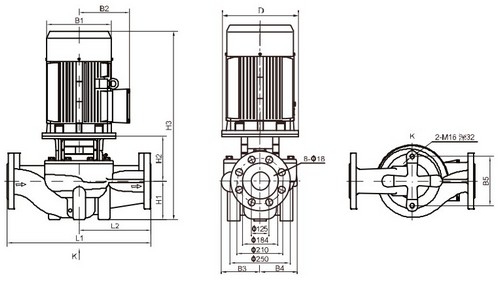 Насос циркуляционный Wellmix TD 125-28/4Т BQQE поверхностный, корпус - чугун, мощность - 18.5кВт, напор - 28м, производительность - 2667л/мин, 380В