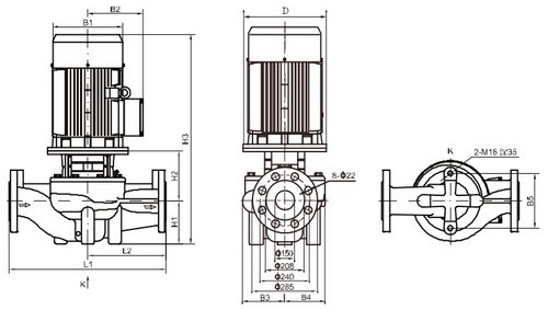 Насос циркуляционный Wellmix TD 150-25/4Т BQQE поверхностный, корпус - чугун, мощность - 22кВт, напор - 25м, производительность - 3333л/мин, 380В