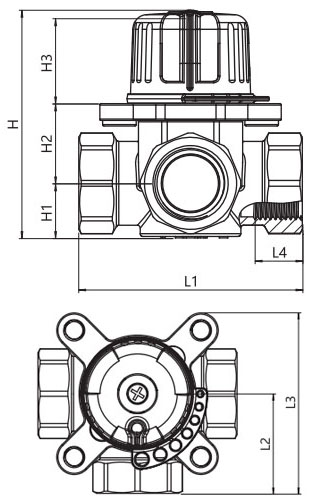 Клапаны запорно-регулирующие Wester WRS3 1/2-1 1-2″ Ду15-40 Ру10 Kvs 1-25, трехходовые, смесительные, поворотные, корпус - латунь, присоединение - внутренняя резьба