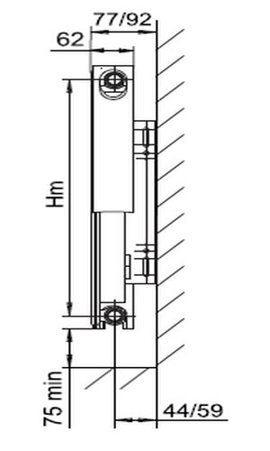 Радиатор стальной панельный Wester C11 500x1000 без термостатической вентильной вставки, присоединение резьбовое - 1/2″, подключение - боковое, белый