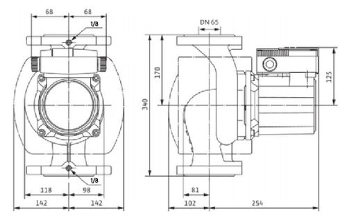 Насос циркуляционный Wilo TOP-S65/15 DM Ду65 Ру10 трехфазный, с мокрым ротором, напор - 15 м, 50 Гц, 400B, материал - чугун