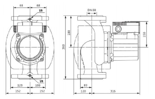 Насос циркуляционный Wilo TOP-S80/15 DM Ду80 Ру10 трехфазный, с мокрым ротором, напор - 7 м, 50 Гц, 400B, материал - чугун