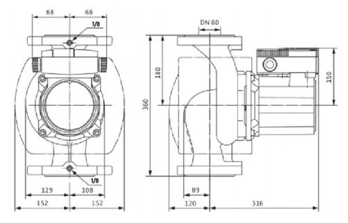 Насос циркуляционный Wilo TOP-S80/20 DM Ду80 Ру10 трехфазный, с мокрым ротором, напор - 7 м, 50 Гц, 400B, материал - чугун