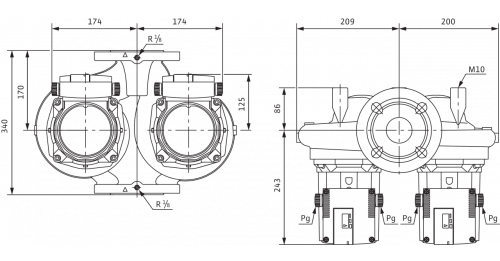 Насос циркуляционный Wilo TOP-SD50/15 DM Ду50 Ру10 сдвоенный, трехфазный, с мокрым ротором, напор - 15 м, 50 Гц, 400B, материал - чугун