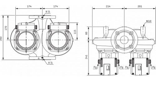 Насос циркуляционный Wilo TOP-SD65/10 DM Ду65 Ру10 сдвоенный, трехфазный, с мокрым ротором, напор - 10 м, 50 Гц, 400B, материал - чугун 