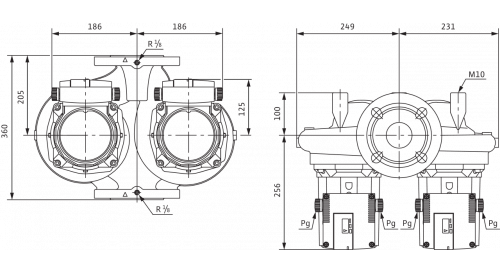 Насос циркуляционный Wilo TOP-SD80/10 DM Ду80 Ру6 сдвоенный, трехфазный, с мокрым ротором, напор - 10 м, 50 Гц, 400B, материал - чугун