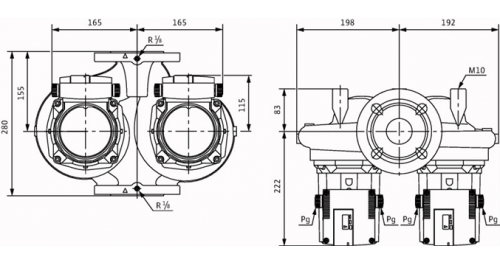 Насос циркуляционный Wilo TOP-SD80/20 DM Ду80 Ру6 сдвоенный, трехфазный, с мокрым ротором, напор - 20 м, 50 Гц, 400B, материал - чугун