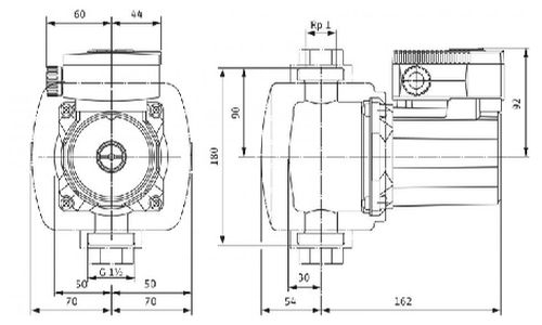 Насос циркуляционный Wilo TOP-Z25/6 EM Ду25 Ру10 однофазный, с мокрым ротором, напор - 6 м, 50 Гц, 230B, материал - бронза