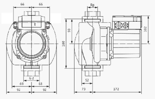 Насос циркуляционный Wilo TOP-Z30/10 EM Ду30 Ру16 RG однофазный, с мокрым ротором, напор - 10 м, 50 Гц, 230B, материал - бронза