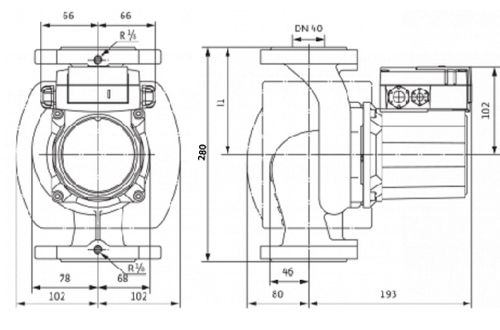 Насос циркуляционный Wilo TOP-Z40/7 DM Ду40 Ру16 RG трехфазный, с мокрым ротором, напор - 7 м, 50 Гц, 400B, материал - бронза