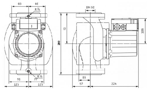 Насос циркуляционный Wilo TOP-Z50/7 DM Ду50 Ру16 RG трехфазный, с мокрым ротором, напор - 7 м, 50 Гц, 400B, материал - бронза