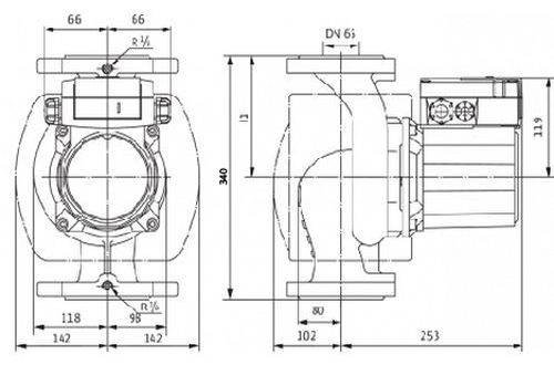 Насос циркуляционный Wilo TOP-Z65/10 DM Ду65 Ру16 GG трехфазный, с мокрым ротором, напор - 10 м, 50 Гц, 400B, материал - бронза