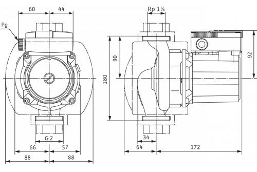 Насос циркуляционный Wilo TOP-Z30/7 EM Ду30 Ру10 RG однофазный, с мокрым ротором, напор - 7 м, 50 Гц, 230B, материал - бронза