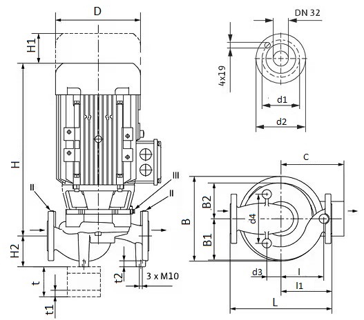 Насос ИН-Лайн Wilo VeroLine IPL 32/135-1.1/2 Ду32 Ру10 линейный мощность - 1.1 кВт, частота вращения - 2900 об/мин, диаметр рабочего колеса - 135 мм, число полюсов электродвигателя - 2, корпус - серый чугун