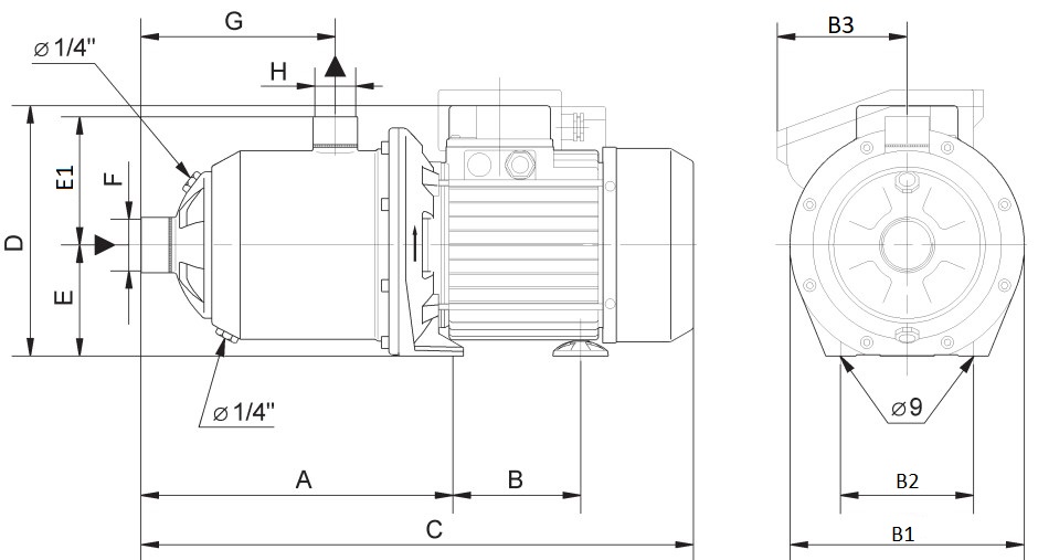 Насос центробежный Wilo Economy MHI 203-1/E-3-400-50-2-X Ру10 производительность - 2 м3/ч, мощность - 0.55 кВт, напряжение 400В, количество рабочих колес - 3, двигатель двухполюсный, уплотнение - EPDM, корпус - нержавеющая сталь 1.4301