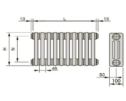 Радиатор стальной трубчатый Zehnder Charleston высота 300 мм, трехколончатый, 14 секций, присоединение резьбовое -1/2″, подключение - нижнее, кронштейн в комплекте, теплоотдача - 689 Вт, цвет - RAL9016