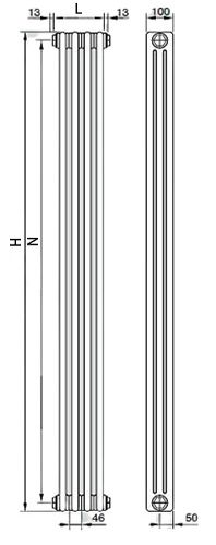 Радиатор стальной трубчатый Zehnder Charleston высота 1500 мм, трехколончатый, 4 секций, присоединение резьбовое - 1/2″, подключение - нижнее, кронштейн в комплекте, теплоотдача - 872 Вт, цвет - RAL9016
