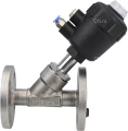 Изображение товара Клапан отсечной пневматический DN.ru 316P-PVF Ду20 Ру16, корпус - нержавеющая сталь SS316, фланцевый, Y-образный, корпус привода - пластик (опрессовано)