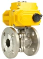 Изображение товара Кран шаровой DN.ru BV3232P(2pc)-FP-F-ISO-H Ду65 Ру16 корпус - сталь 316, уплотнение - PTFE, полнопроходной, фланцевый, с электроприводом DN.ru QT-N-015EM-O1-220VAC-У1