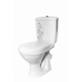 Изображение товара Унитаз-компакт Оскольская Керамика Суперкомпакт Стандарт декор Цветы (арматура и сиденье, косой выпуск)