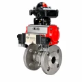 Изображение товара Кран шаровой DN.ru BV3232P(2pc)-FP-F-ISO-H Ду300 Ру16, полнопроходной фланцевый, корпус - нержавеющая сталь SS316, уплотнение - PTFE, с пневмоприводом PA-DA-210, пневмораспределителем 4M320-08 AC220V и БКВ APL-210N