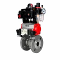 Изображение товара Кран шаровой DN.ru BV3232P(2pc)-FP-F-ISO-H Ду65 Ру16 полнопроходной фланцевый, корпус - нержавеющая сталь SS316, уплотнение - PTFE, с пневмоприводом PA-SA-105, пневмораспределителем 4M320-08 AC220V, БКВ APL-410N EX и БПВ AFC2000