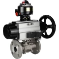 Изображение товара Кран шаровой DN.ru BV3232P(3pc)-FP-F-ISO-H Ду65 Ру40 фланцевый корпус - нержавеющая сталь 316, полнопроходной, уплотнение - PTFE, с пневмоприводом PA-DA-105-1, пневмораспределителем 4M310-08 AC220V, БКВ APL-510N Ex